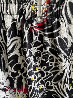 Lane Bryant Black and White Floral Top with Red and Yellow Accents